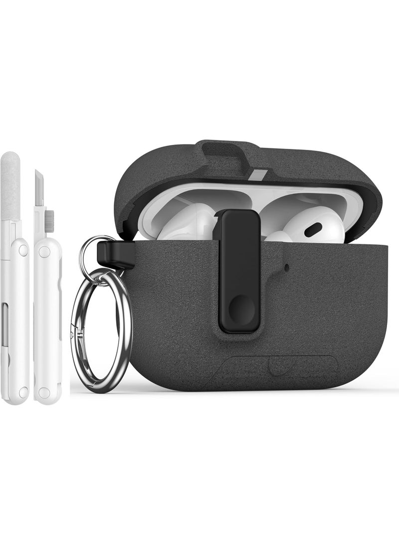 حافظة AirPods Pro 3 الحديثة المزودة بقفل سريع حماية قوية من الدرجة العسكرية مع آلية قفل آمنة متوافقة مع حافظة Apple AirPods من الجيل الثالث (طراز 2025) رمادي - Image 1